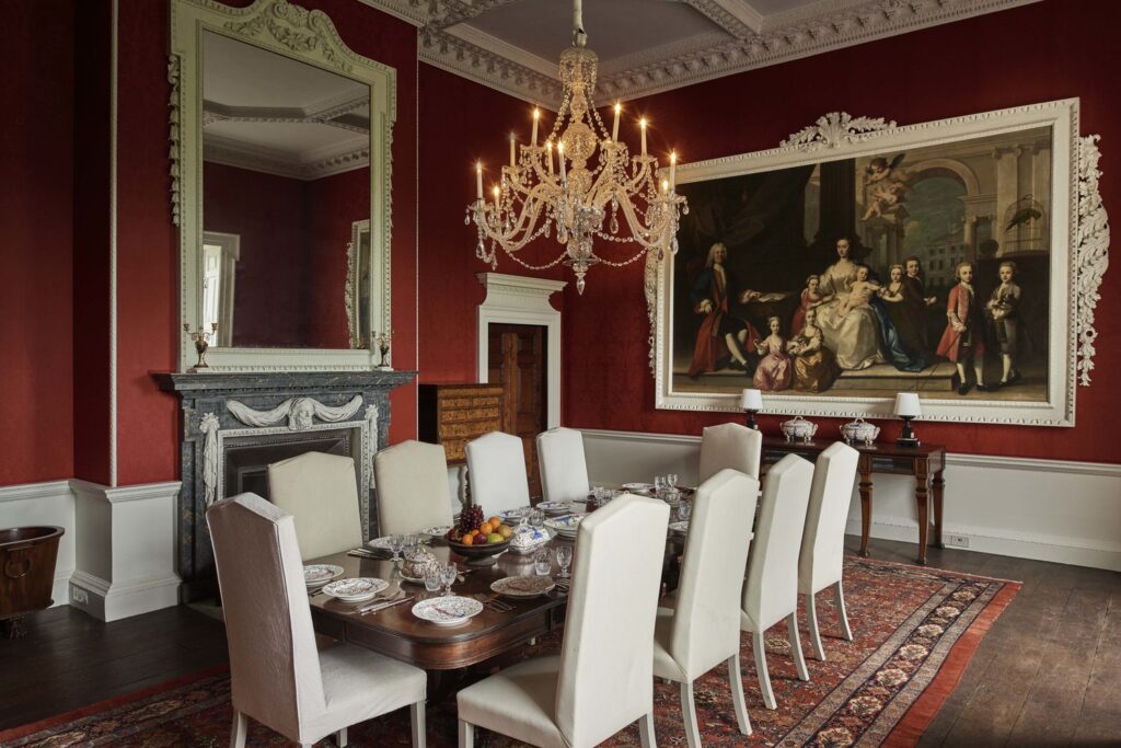 Wolterton Hall Dining Room, Chandelier and Painting