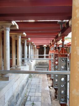 Iford Manor Steel support pins take pressure off columns