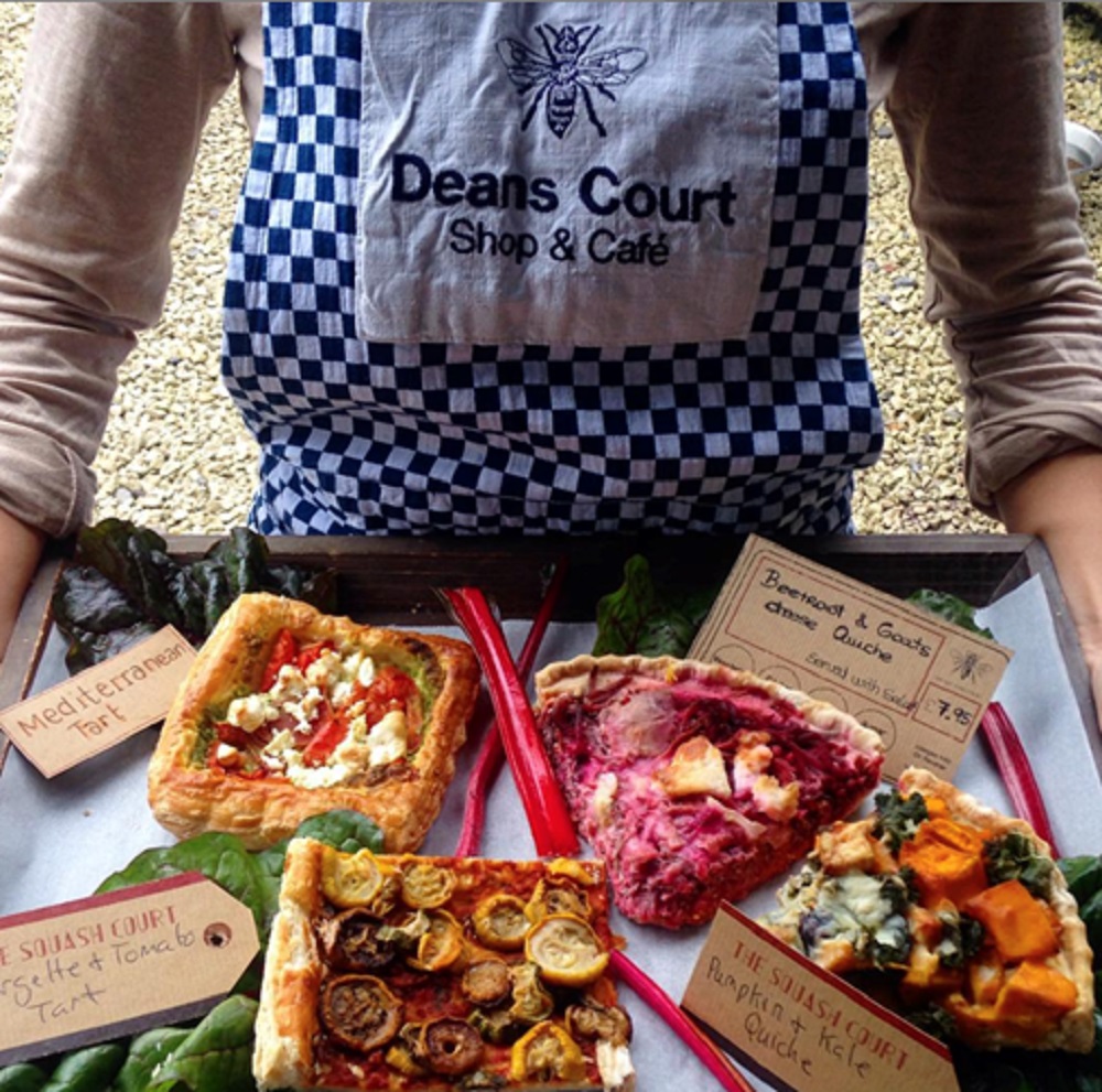 A selection of organic produce at the courtyard café Deans Court