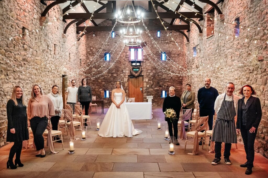 Browsholme Hall stone barn wedding