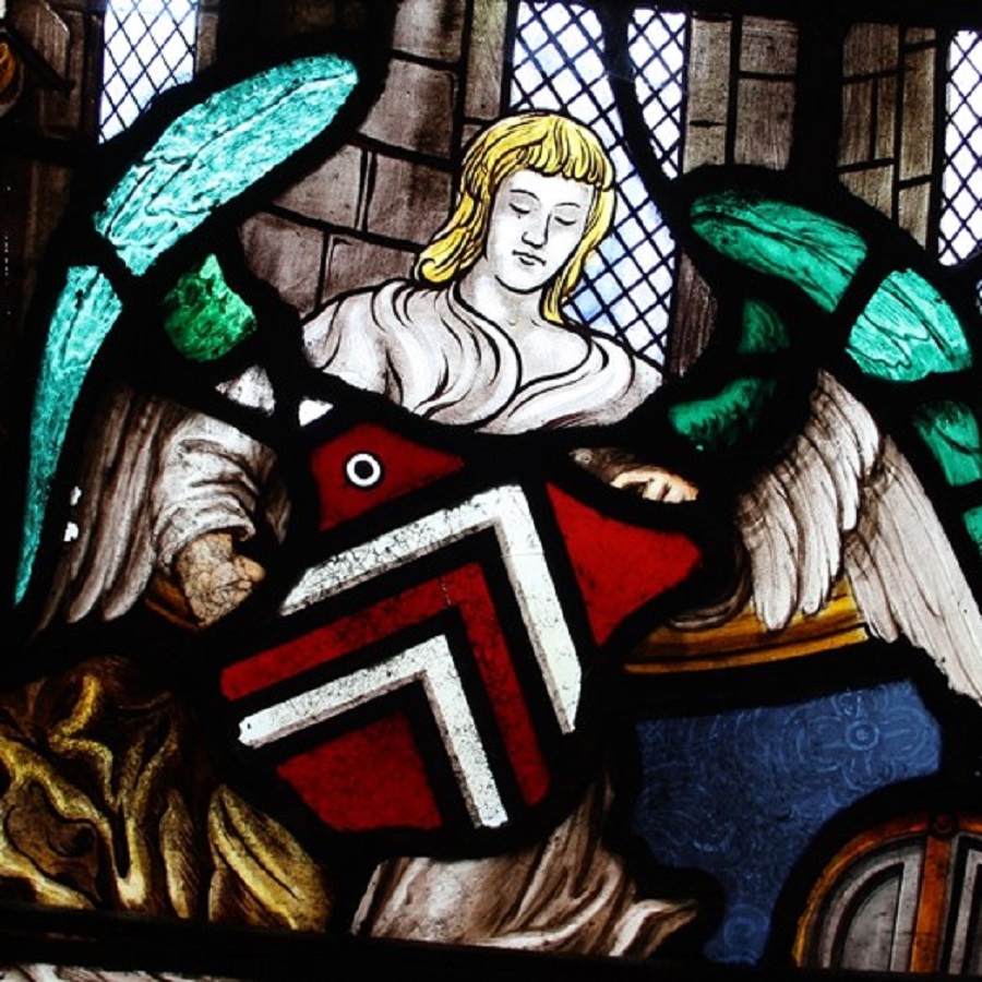 Burton Constable Hall stained glass angel detail