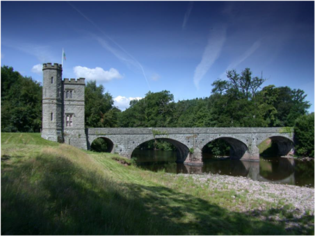 Glanusk Estate tower gatehouse and bridge after restoration