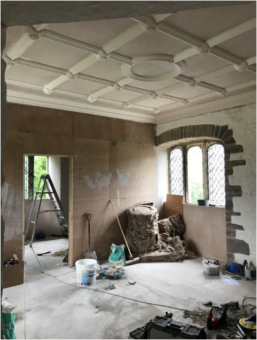 Glanusk Estate historic window and wall being restored