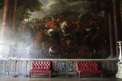 Battle scene painting at Burghley House
