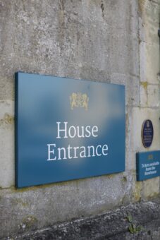House entrance sign at Bughley House