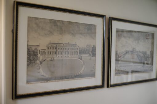 Architectural framed drawings at Lamport Hall