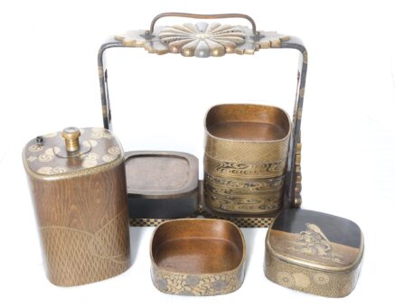 Picnic Set with tiered food box and sake bottle (17th century) Chiddingstone Castle