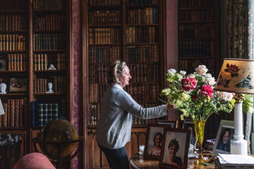 Arranging flowers at Cheeseburn