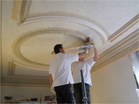 Shilstone House Main stairs plaster ceiling during creation 2010