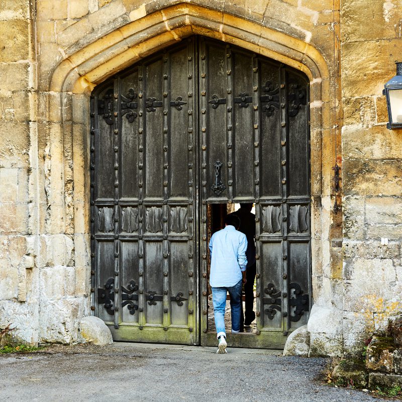 Walking through main gate Sudeley Castle