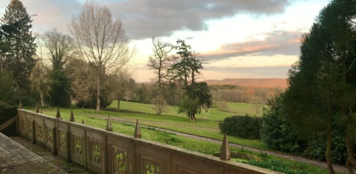 Acton Scott Hall winter landscape