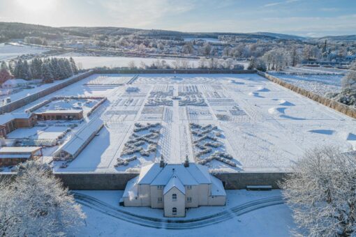 Gordon Castle Walled Garden herb row in the snow