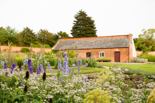 Roses and cottage at Kelmarsh Hall