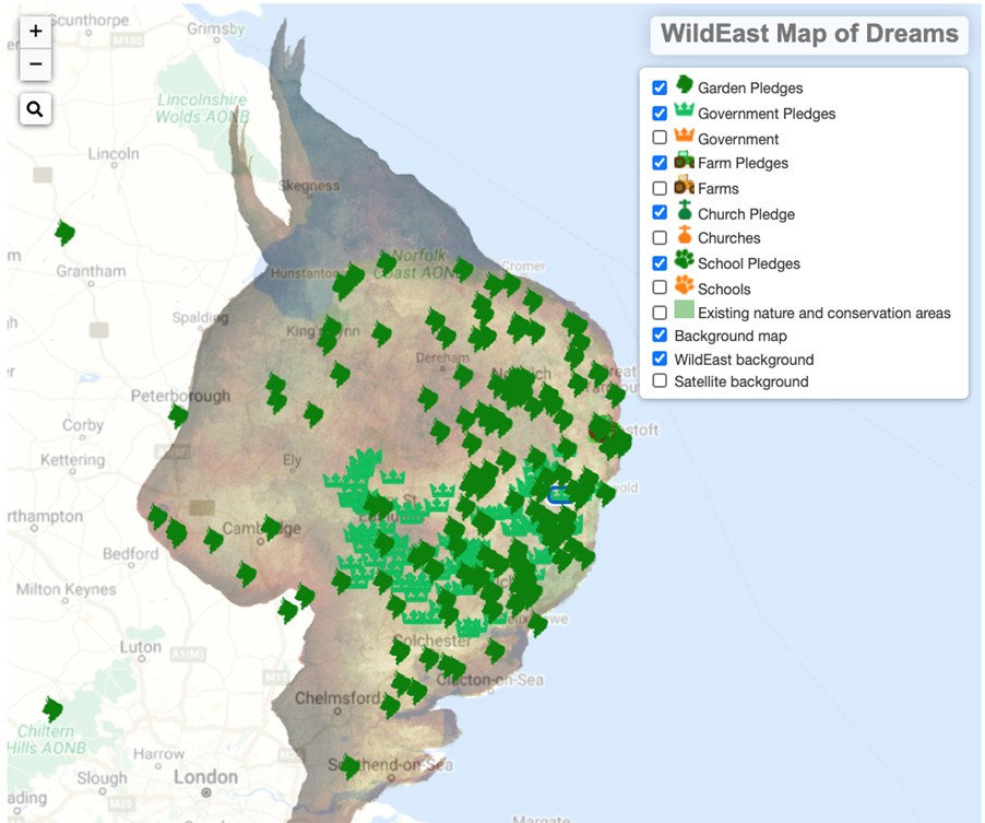 The Map of Dreams, showing hundreds of pledges already made