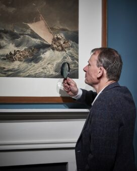 Andrew Marr studying A Shipwreck at Turner's House. Kilian O'Sullivan