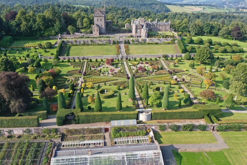 Drummond Castle overhead drone shots September 2021 3