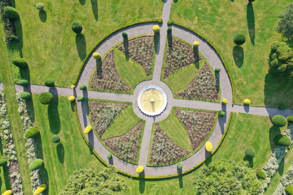 Drummond Castle overhead drone shots September 2021 4