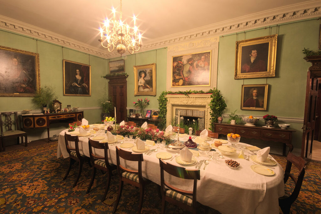 Dinner table at Kiplin Hall