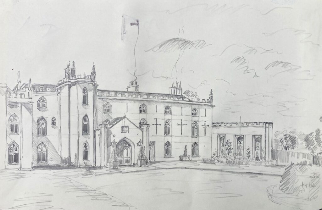 Laura Diggens sketch of Combermere Abbey